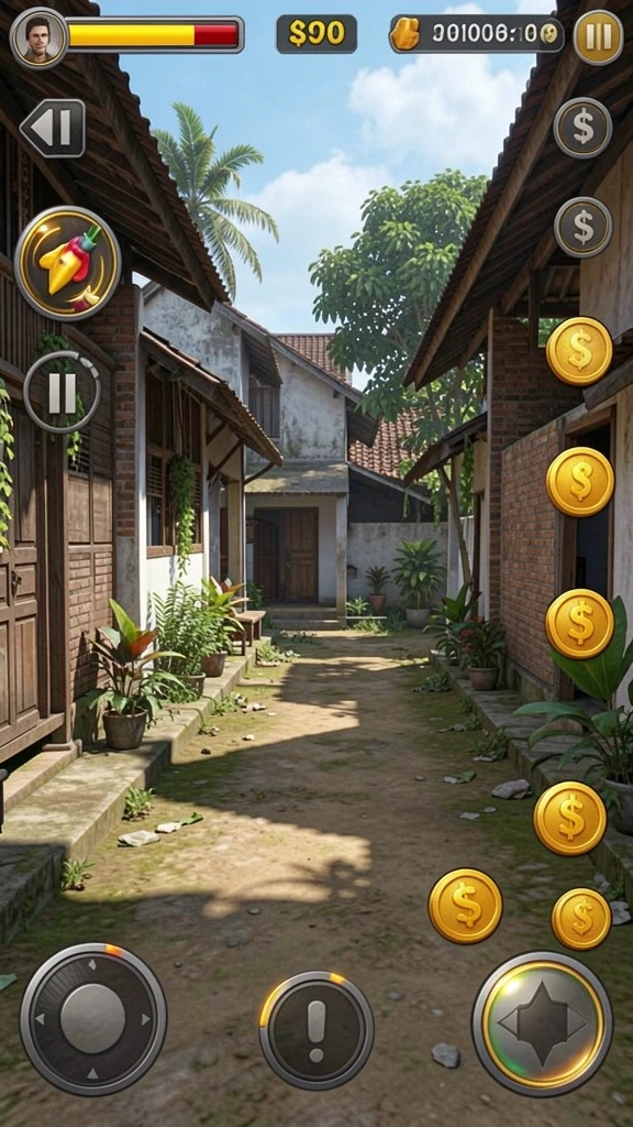 Tangkapan layar memperlihatkan lingkungan detail yang bisa dijelajahi.