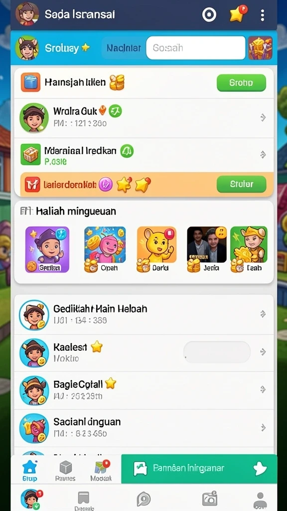 Tampilan home screen yang menarik dan mudah dinavigasi.