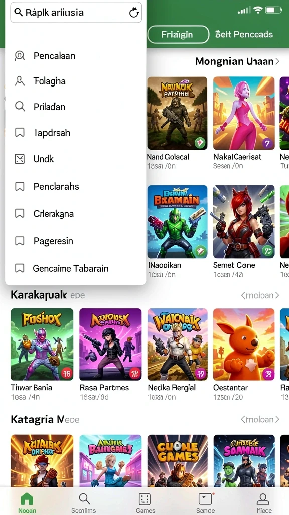 Berbagai pilihan permainan yang tersedia untuk semua pemain.